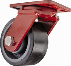 Hamilton - 6" Diam x 3" Wide x 7-1/2" OAH Top Plate Mount Swivel Caster - Polyurethane, 2,860 Lb Capacity, Sealed Precision Ball Bearing, 4-1/2 x 6-1/2" Plate - USA Tool & Supply