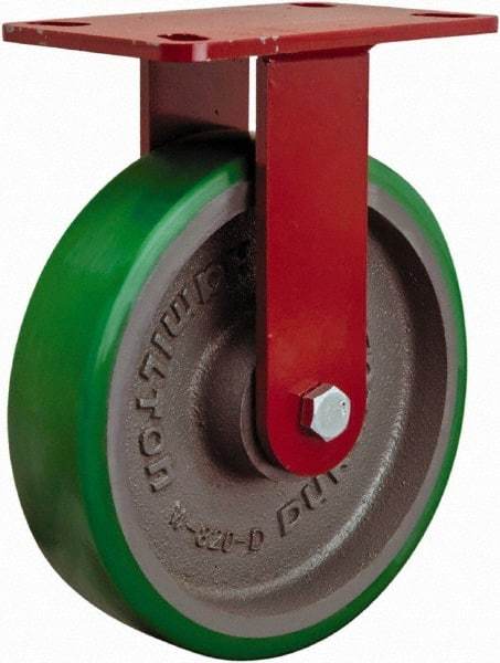 Hamilton - 8" Diam x 2" Wide x 9-1/2" OAH Top Plate Mount Rigid Caster - Polyurethane, 1,500 Lb Capacity, Sealed Precision Ball Bearing, 4 x 4-1/2" Plate - USA Tool & Supply