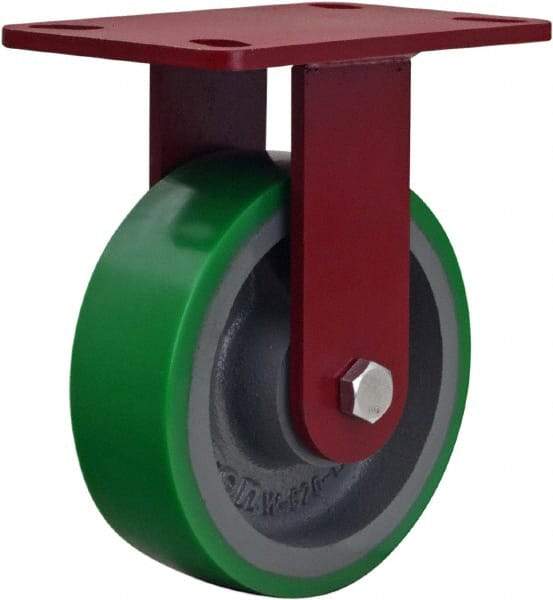 Hamilton - 6" Diam x 2" Wide x 7-1/2" OAH Top Plate Mount Rigid Caster - Polyurethane, 1,200 Lb Capacity, Sealed Precision Ball Bearing, 4 x 4-1/2" Plate - USA Tool & Supply