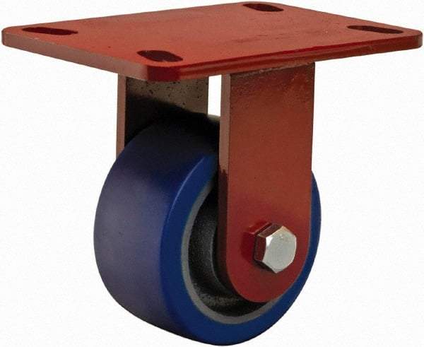 Hamilton - 4" Diam x 2" Wide x 5-5/8" OAH Top Plate Mount Rigid Caster - Polyurethane, 600 Lb Capacity, Sealed Precision Ball Bearing, 4 x 4-1/2" Plate - USA Tool & Supply