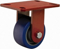 Hamilton - 4" Diam x 2" Wide x 5-5/8" OAH Top Plate Mount Rigid Caster - Polyurethane, 600 Lb Capacity, Sealed Precision Ball Bearing, 4 x 4-1/2" Plate - USA Tool & Supply