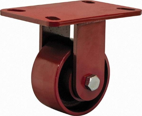 Hamilton - 4" Diam x 2" Wide x 5-5/8" OAH Top Plate Mount Rigid Caster - Steel, 1,400 Lb Capacity, Sealed Precision Ball Bearing, 4 x 4-1/2" Plate - USA Tool & Supply