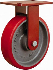 Hamilton - 8" Diam x 3" Wide x 10-1/4" OAH Top Plate Mount Swivel Caster - Polyurethane, 3,000 Lb Capacity, Sealed Precision Ball Bearing, 4-1/2 x 6-1/2" Plate - USA Tool & Supply