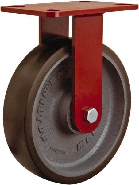 Hamilton - 8" Diam x 2" Wide x 9-1/2" OAH Top Plate Mount Rigid Caster - Steel, 1,500 Lb Capacity, Sealed Precision Ball Bearing, 4 x 4-1/2" Plate - USA Tool & Supply