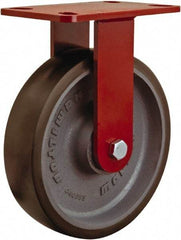 Hamilton - 8" Diam x 2" Wide x 9-1/2" OAH Top Plate Mount Rigid Caster - Steel, 1,500 Lb Capacity, Sealed Precision Ball Bearing, 4 x 4-1/2" Plate - USA Tool & Supply