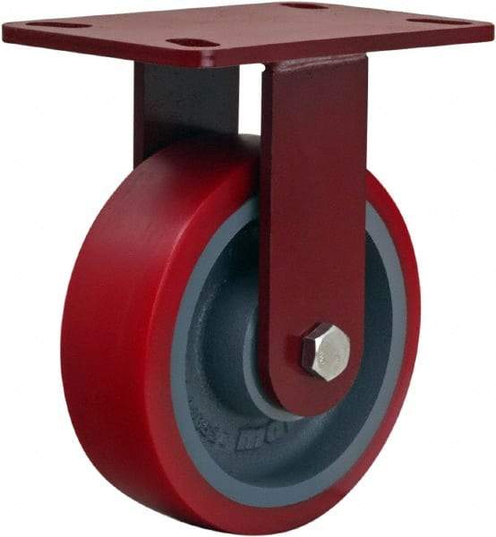 Hamilton - 6" Diam x 2" Wide x 7-1/2" OAH Top Plate Mount Rigid Caster - Polyurethane, 1,400 Lb Capacity, Sealed Precision Ball Bearing, 4 x 4-1/2" Plate - USA Tool & Supply