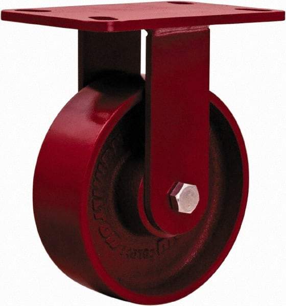 Hamilton - 6" Diam x 2" Wide x 7-1/2" OAH Top Plate Mount Rigid Caster - Steel, 1,400 Lb Capacity, Sealed Precision Ball Bearing, 4 x 4-1/2" Plate - USA Tool & Supply