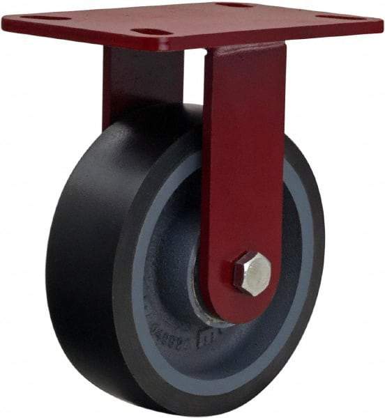 Hamilton - 6" Diam x 2" Wide x 7-1/2" OAH Top Plate Mount Rigid Caster - Polyurethane, 1,560 Lb Capacity, Sealed Precision Ball Bearing, 4 x 4-1/2" Plate - USA Tool & Supply