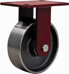 Hamilton - 6" Diam x 2" Wide x 7-1/2" OAH Top Plate Mount Rigid Caster - Steel, 2,500 Lb Capacity, Sealed Precision Ball Bearing, 4 x 4-1/2" Plate - USA Tool & Supply