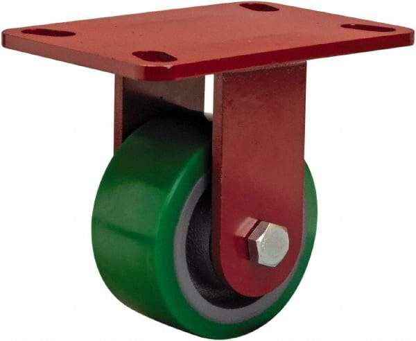 Hamilton - 4" Diam x 2" Wide x 5-5/8" OAH Top Plate Mount Rigid Caster - Polyurethane, 750 Lb Capacity, Sealed Precision Ball Bearing, 4 x 4-1/2" Plate - USA Tool & Supply