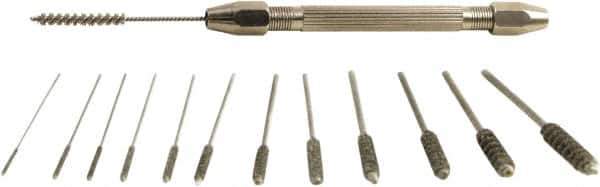 Brush Research Mfg. - 12 Piece, 1" Diam, Power Tube Brush Set - Stainless Steel Fill - USA Tool & Supply