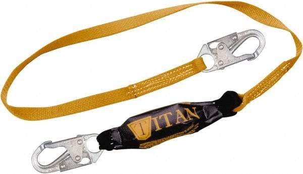 Miller - 6' Long, 310 Lb Capacity, 1 Leg Locking Snap Hook Harness Lanyard - 1-1/2" Diam, Polyester, Locking Snap Hook Anchorage Connection - USA Tool & Supply