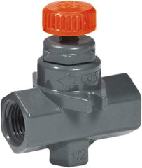 Hayward - 1/4" Pipe, Inline Needle Valve - FPM Seal, Threaded Ends, Grade PVC Cell Class 12454 per ASTM D1784 PVC Valve, 150 Max psi - USA Tool & Supply