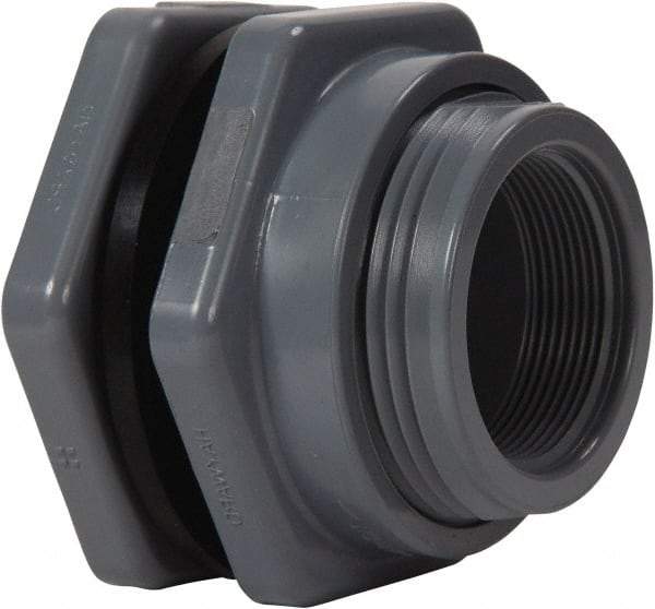 Hayward - 2" PVC Plastic Pipe Bulkhead Tank Adapter - Schedule 80, Thread x Thread End Connections - USA Tool & Supply