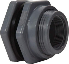 Hayward - 2" PVC Plastic Pipe Bulkhead Tank Adapter - Schedule 80, Thread x Thread End Connections - USA Tool & Supply