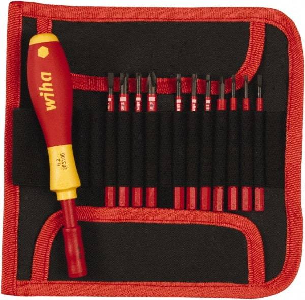 Wiha - 12 Piece, 1/4" Drive Screwdriver Insulated Bit Set - #2 Phillips, T8 to T20 Torx - USA Tool & Supply