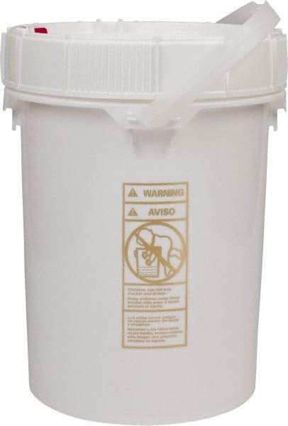 Made in USA - 5 Gal, High-Density Polyethylene Round White Single Pail - Handle & Lid Included - USA Tool & Supply