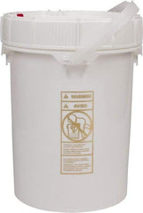 Made in USA - 5 Gal, High-Density Polyethylene Round White Single Pail - Handle & Lid Included - USA Tool & Supply