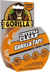 Gorilla Tape - 1-7/8" x 18 Yds Clear Duct Tape - 7 mil, Acrylic Adhesive, Ethylene Copolymer Backing, -4°F to 140°F - USA Tool & Supply