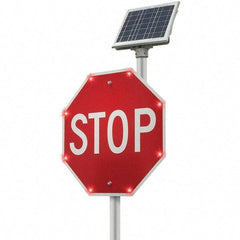 TAPCO - "Stop", 30" Wide x 24" High, Aluminum Stop & Yield Signs - White on Red, Diamond Grade Reflectivity, Octagon, Post Mount - USA Tool & Supply