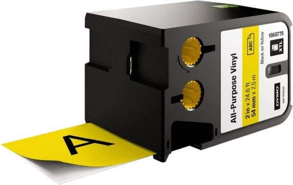 Dymo - 2" Wide x 276" Long, Black on Yellow Vinyl Cartridge - For DYMO XTL Printer 1868815 - USA Tool & Supply