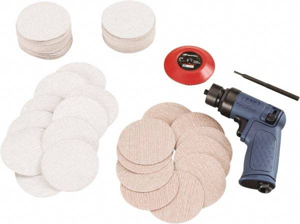 Ingersoll-Rand - 15,000 RPM, 15,000 OPM, 18.1 CFM Air Consumption, 90 psi Air Pressure, Random Air Orbital Sander - Round Pad, Hook & Loop Backing, 1/4 NPT Inlet - USA Tool & Supply
