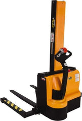 Vestil - 2,200 Lb Capacity, 61" Lift Height, Battery Powered Stacker - 1-1/2" Lowered Height, 42" Fork Length, 58" Overall Width - USA Tool & Supply