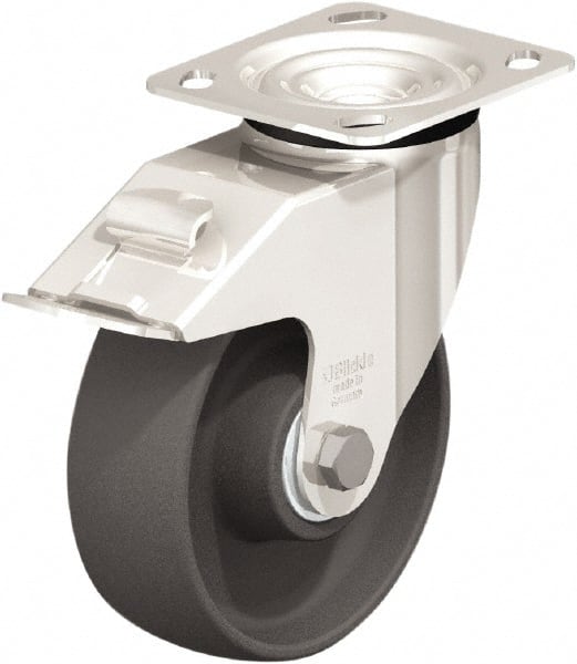 Swivel Top Plate Caster: Nylon, 6″ Wheel Dia, 2″ Wheel Width, 660 lb Capacity, 7-1/2″ OAH Nylon, 660 Lb Capacity, Ball Bearing, 4 x 4-1/2″ Plate