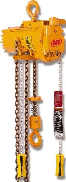 Ingersoll-Rand - 1,100 Lb Load Limit, 10' Max Height Air Chain Hoist - 70 SCFM at 90 PSI, 55 FPM Lift Speed, 18" Min Headroom, Pull Cord Control - USA Tool & Supply
