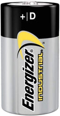 Energizer - Size D, Alkaline, 72 Pack, Standard Battery - 1.5 Volts, Flat Terminal, LR20, ANSI, IEC Regulated - USA Tool & Supply