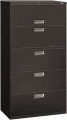 Hon - 36" Wide x 67" High x 19-1/4" Deep, 5 Drawer Roll-Out, Roll-Out Posting - Steel, Charcoal - USA Tool & Supply