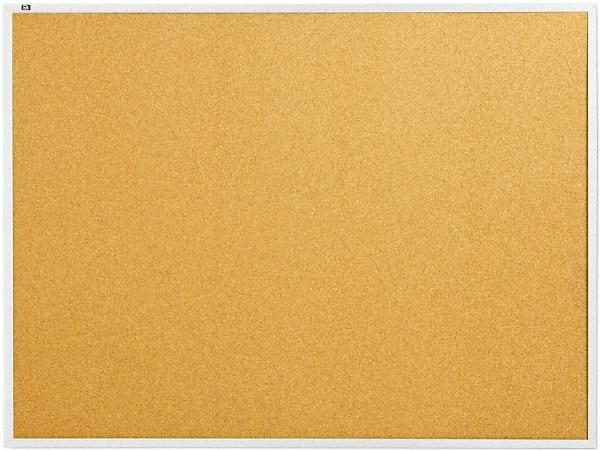 Quartet - 48" Wide x 36" High Open Cork Bulletin Board - Natural Cork over Fiberboard, Aluminum Frame - USA Tool & Supply