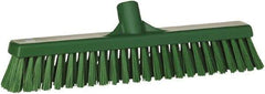 Vikan - 16" Combo Duty Polyester Push Broom - 2" Bristle Length, Plastic Block, European Threaded Handle Connection - USA Tool & Supply