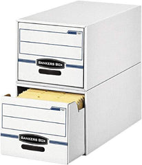 BANKERS BOX - 1 Compartment, 12 Inch Wide x 23 Inch Deep x 10 Inch High, File Storage Box - Corrugated, White and Blue - USA Tool & Supply