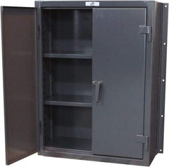 Strong Hold - 2 Shelf Wall Storage Cabinet - Steel, 36" Wide x 14" Deep x 48" High, Dark Gray - USA Tool & Supply
