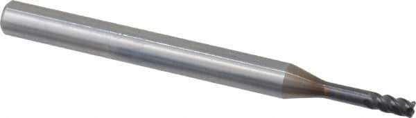 OSG - 3mm, 4 Flute, Single End, Solid Carbide, 0.5mm Corner Radius End Mill - 70mm OAL, 45° Helix, Right Hand Flute, 5mm LOC, Right Hand Cut, 15mm Extended Reach - USA Tool & Supply