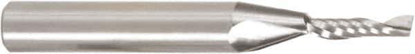 Amana Tool - 1/8" Cutting Diam x 1/2" Length of Cut, 1 Flute, Upcut Spiral Router Bit - Uncoated, Right Hand Cut, Solid Carbide, 2" OAL x 1/8" Shank Diam, 30° Helix Angle - USA Tool & Supply