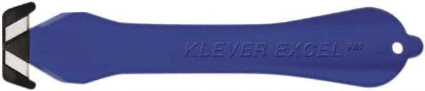 Klever Innovations - Fixed Safety Cutter - 1-1/4" Carbon Steel Blade, Blue Plastic Handle, 1 Blade Included - USA Tool & Supply