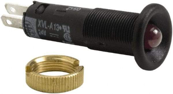 Schneider Electric - 24 V Red Lens LED Pilot Light - Quick Connect Tag Connector, 12mm Wide - USA Tool & Supply