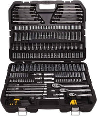 DeWALT - 204 Piece 1/4, 3/8 & 1/2" Drive Mechanic's Tool Set - Comes in Plastic Case - USA Tool & Supply