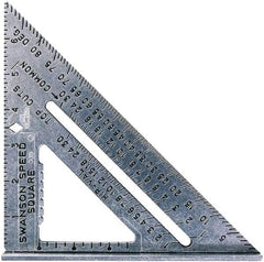 SAVAGE by SWANSON - 7" Blade Length x 7" Base Length, Aluminum Rafter Square - 1/8" Graduation - USA Tool & Supply