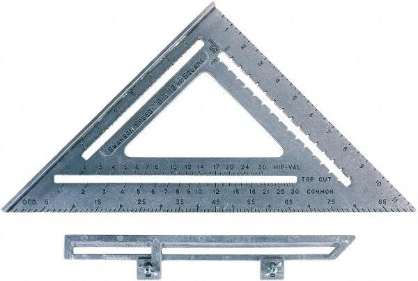SAVAGE by SWANSON - 12" Blade Length x 12" Base Length, Aluminum Rafter Square - 1/4" Graduation - USA Tool & Supply