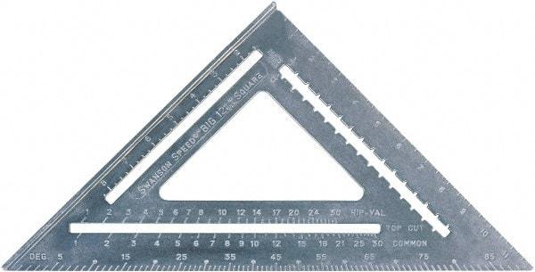 SAVAGE by SWANSON - 12" Blade Length x 12" Base Length, Aluminum Rafter Square - 1/4" Graduation - USA Tool & Supply
