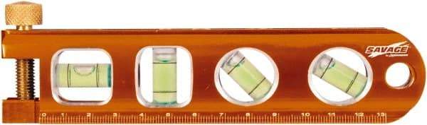 SAVAGE by SWANSON - Magnetic 9" Long 4 Vial Torpedo Level - Aluminum, Orange - USA Tool & Supply