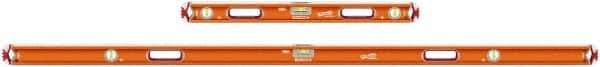 SAVAGE by SWANSON - Magnetic 32" & 78" Long 3 Vial Box Beam Level - Aluminum, Orange - USA Tool & Supply