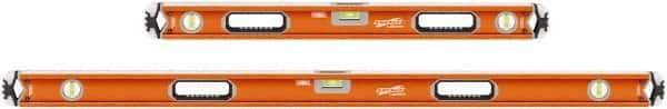 SAVAGE by SWANSON - 32" & 54" Long 3 Vial Box Beam Level - Aluminum, Orange - USA Tool & Supply