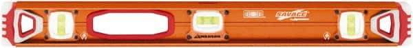 SAVAGE by SWANSON - Magnetic 24" Long 3 Vial I-Beam Level - Aluminum, Orange - USA Tool & Supply