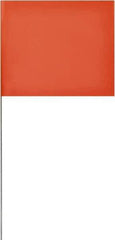 SAVAGE by SWANSON - 4" High x 5" Wide, Orange PVC Marking Flag - 18" Overall Height - USA Tool & Supply