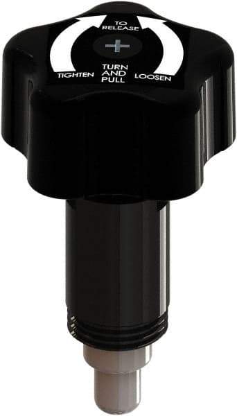 Made in USA - 3/8" Pin Diam, 0.47" Usable Length, Star Knob Handle Quick Release Pin - 3.69" OAL - USA Tool & Supply