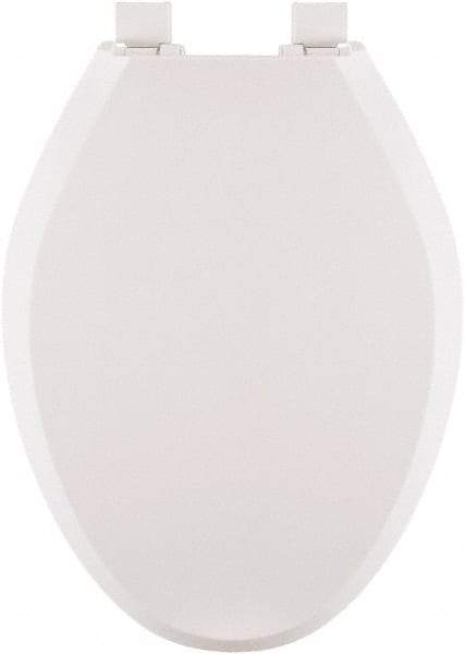 CENTOCO - 18.6 Inch Long, 1-3/4 Inch Inside Width, Polypropylene, Elongated, Closed Front with Cover, Toilet Seat - 14 Inch Outside Width, Residential Installation, White - USA Tool & Supply